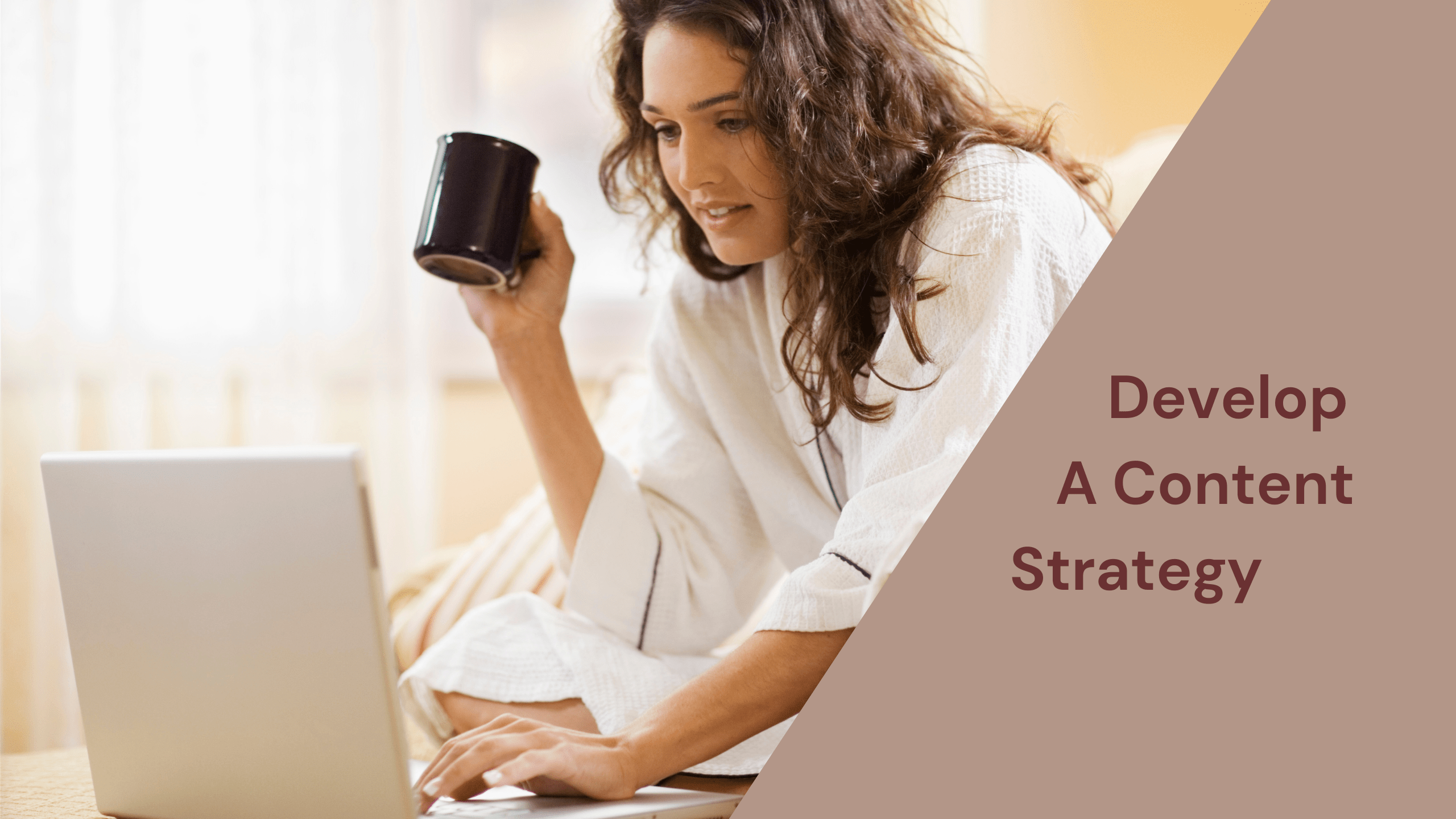 Woman creating market growth with a contentt strategy on a laptop