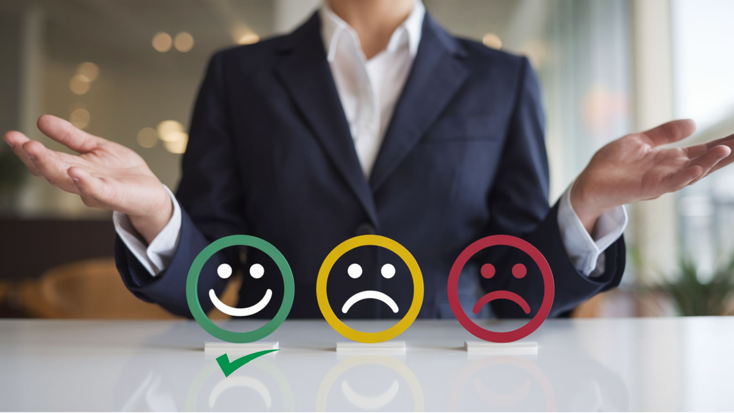 Three customer care smily faces 