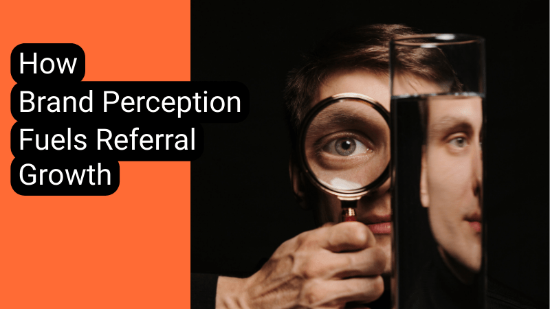 Brand perception Man looking through magnifying glass - brand perception